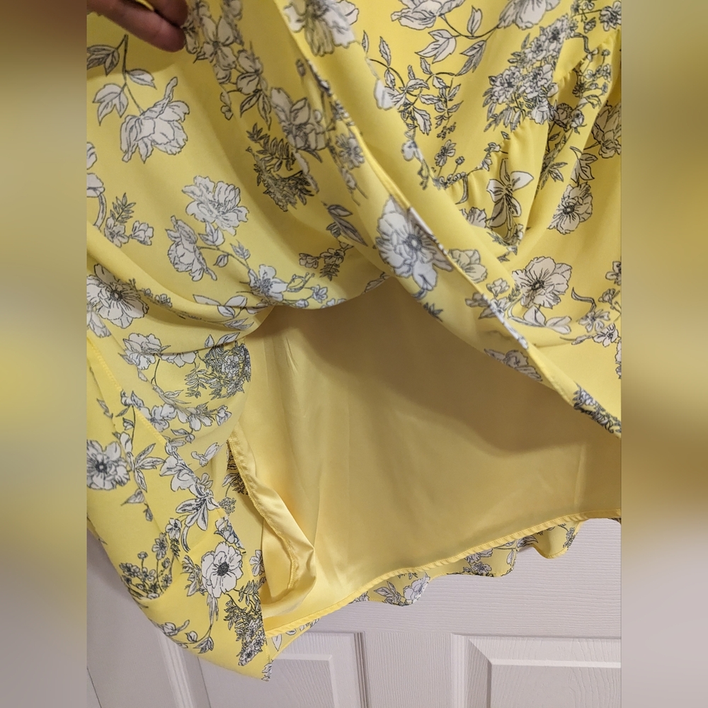 Gianni Bini skirt yellow floral asymmetrical hem size XL - Picture 7 of 8